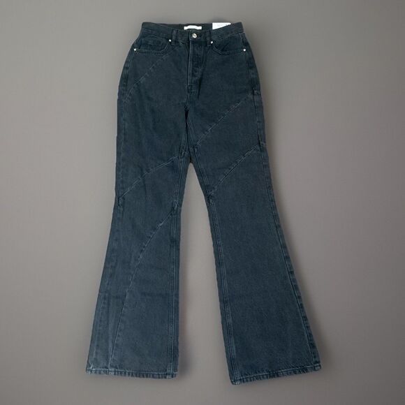 NWT Pacsun Eco Black Wave Panels High Waisted Bootcut Jeans Size 26 - Picture 1 of 15